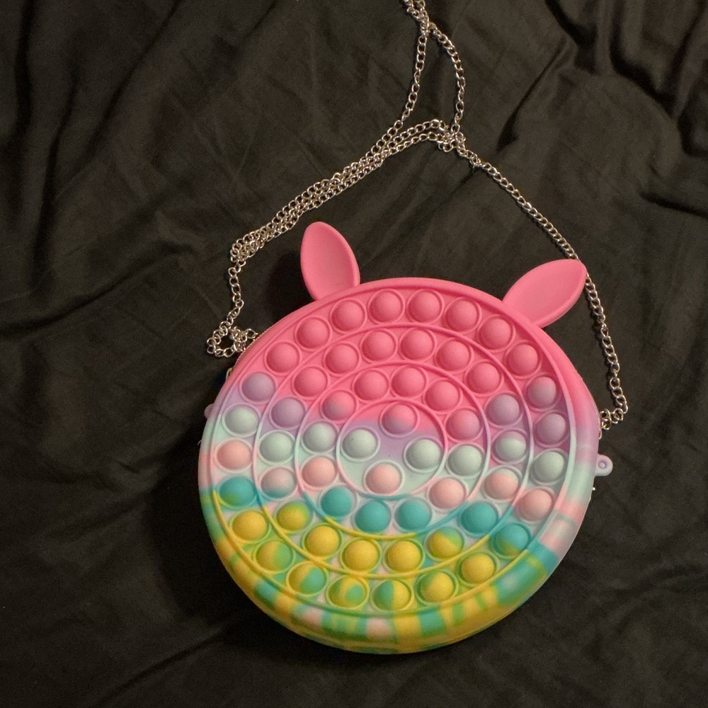 Pink Multicolor Bunny Pop-It Crossbody Bag for Kids